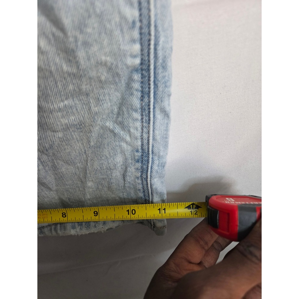 American Eagle Super High Rise Baggy Wide Leg Jeans Light Wash Distressed Blue - Picture 8 of 9